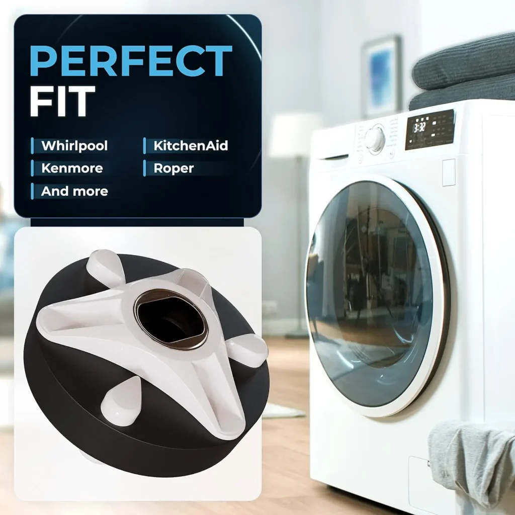 Washing machine agitator fits various brands.