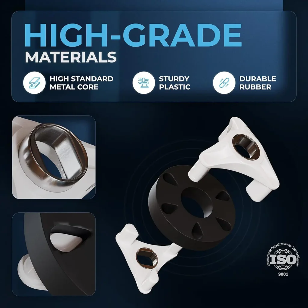 High-grade materials: metal, plastic, rubber components.